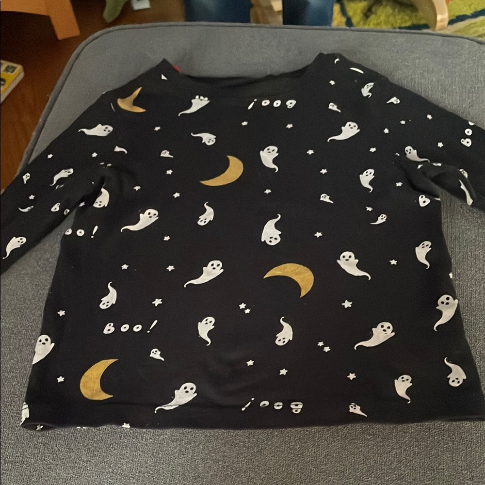 Halloween Ghost and Moon Black Top